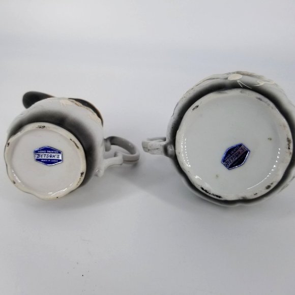 Dragon Ware Japanese Moriage Betsons Cream Sugar Bowl Set 2 With Lid Grey Blue - Picture 8 of 14